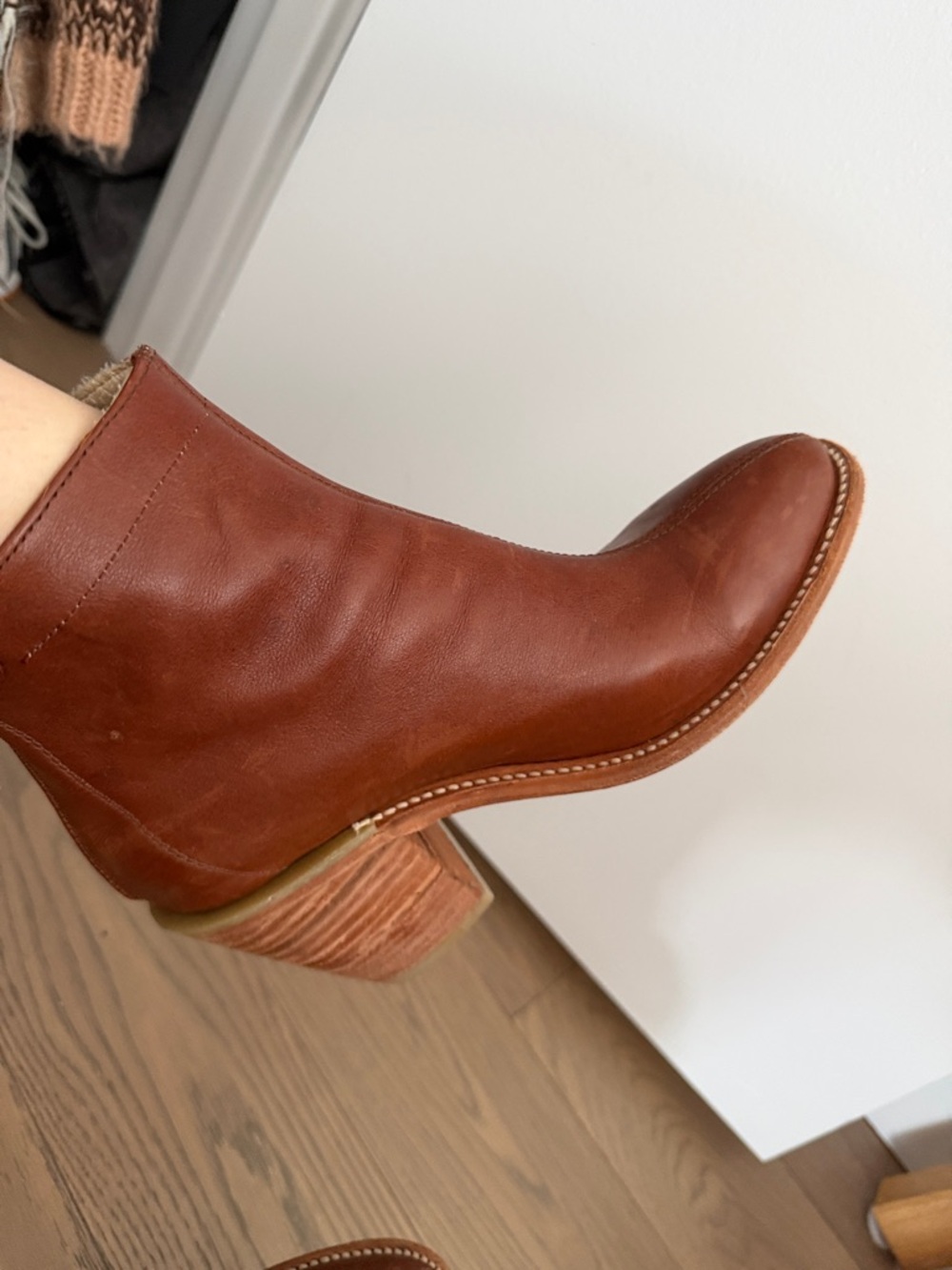 Women's Chestnut Leather Ankle Boot w/ Stacked Heel - San Miguel de Allende, MEX